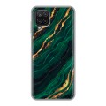 Дизайнерский силиконовый чехол для Samsung Galaxy A12 Мрамор зеленое золото