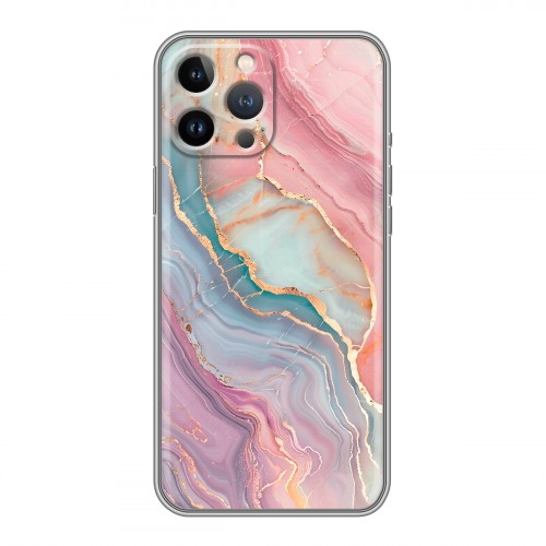 Дизайнерский силиконовый чехол для Iphone 13 Pro розовый мрамор