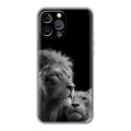 Дизайнерский силиконовый чехол для Iphone 13 Pro Лев кошки