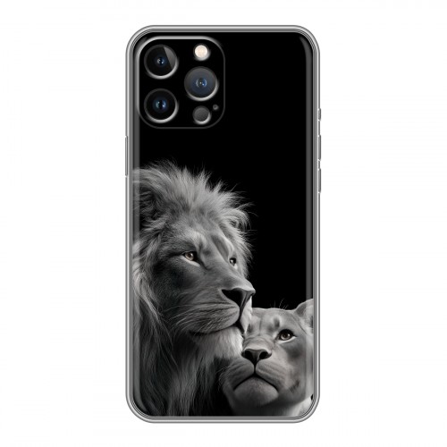 Дизайнерский силиконовый чехол для Iphone 13 Pro Лев кошки