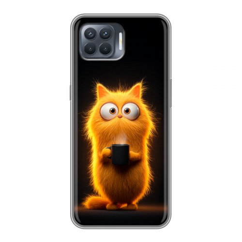 Дизайнерский силиконовый чехол для OPPO Reno4 Lite Смешной кот